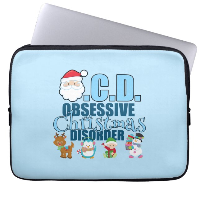 Funda Para Portátil Desorden obsesivo del navidad (azul) (Frente)