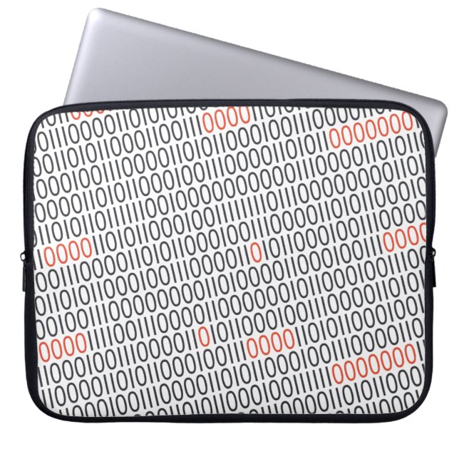 Funda Para Portátil detalles rojos de CÓDIGO BINARIO (Frente)