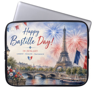 Funda Para Portátil Día de la Bastilla Torre Eiffel Río Sena fuegos ar