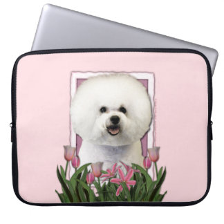 Funda Para Portátil Día de la Madre - tulipanes rosados - Bichon Frise