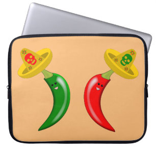 Funda Para Portátil Día de los Muertos Chilis Mexicanos