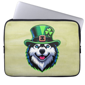 Funda Para Portátil Día de los Simpatizantes de Shamrock Siberian Husk