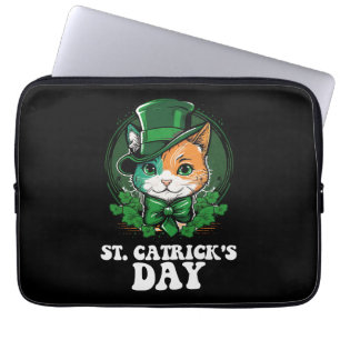 Funda Para Portátil Día de St Catricks Amantes de los Gatos Día de San
