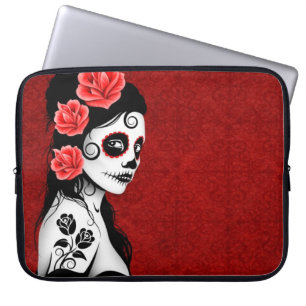 Funda Para Portátil Día del chica muerto del cráneo del azúcar - ro