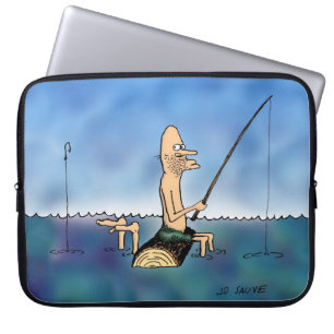 Funda Para Portátil Día extraño de dibujos animados de pesca