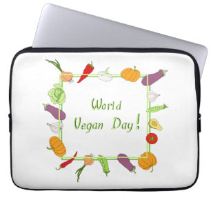 Funda Para Portátil Día Mundial de la Vegetariana Minimalista