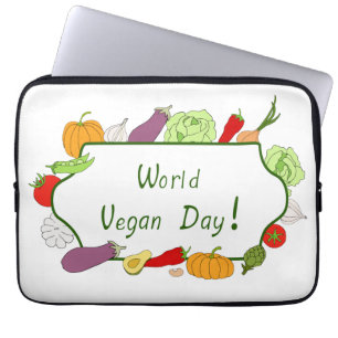 Funda Para Portátil Día Mundial de la Vegetariana Minimalista