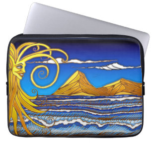 Funda Para Portátil Día soleado en la pintura acuática de la playa