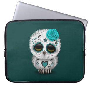 Funda Para Portátil Día verde azulado lindo del búho muerto del crá