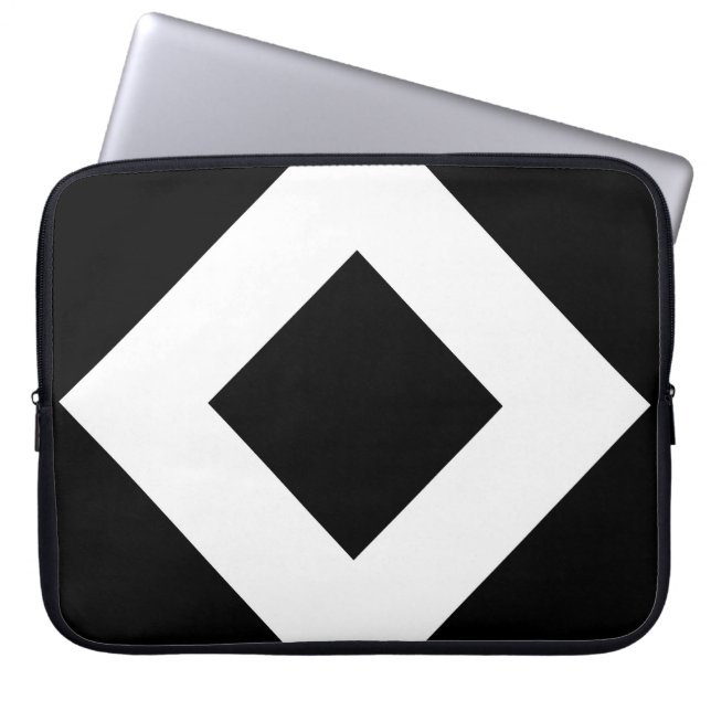 Funda Para Portátil Diamante negro, borde blanco negrita (Frente)