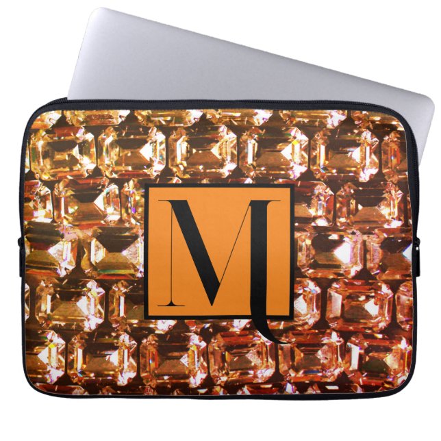 Funda Para Portátil Diamantes amarillos, diamantes de naranja, piedras (Frente)