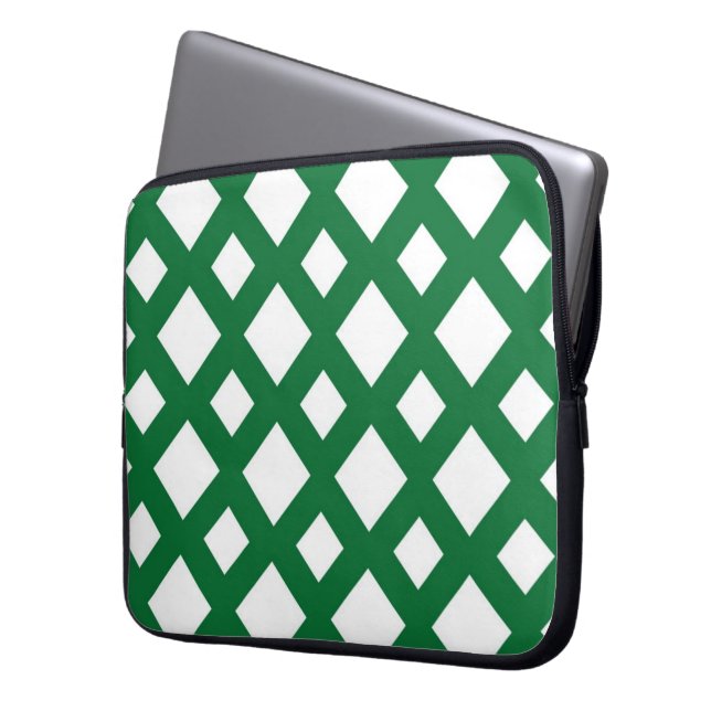 Funda Para Portátil Diamantes blancos en verde (Anverso izquierdo)