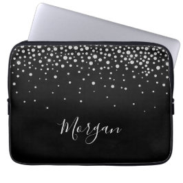 Funda Para Portátil Diamantes blancos y nombre de bricolaje Guión blan