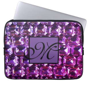 Funda Para Portátil diamantes elegantes de piedras preciosas púrpura