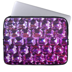 Funda Para Portátil diamantes elegantes de piedras preciosas púrpura