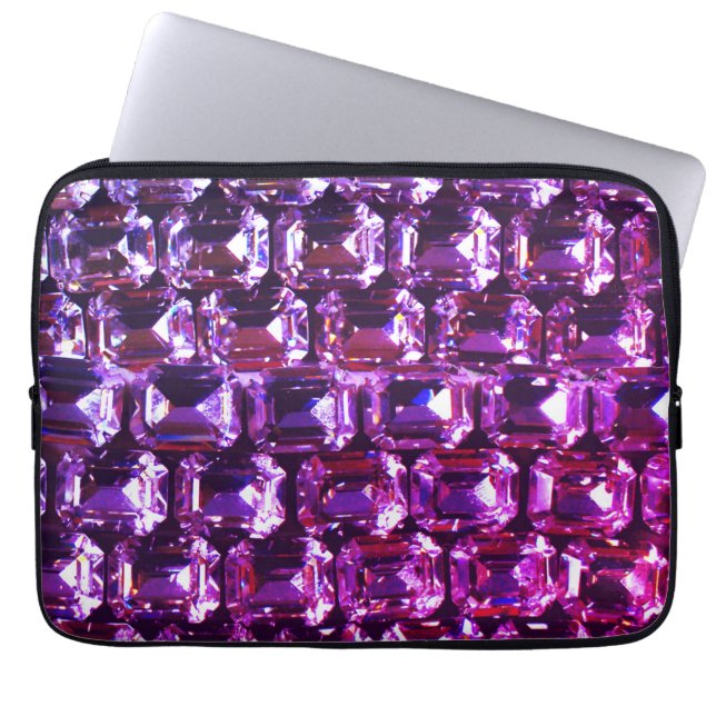 Funda Para Portátil diamantes elegantes de piedras preciosas púrpura (Frente)
