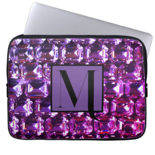 Funda Para Portátil diamantes elegantes de piedras preciosas púrpura