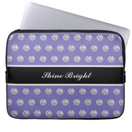 Funda Para Portátil Diamantes elegantes sobre portátil azul lavanda