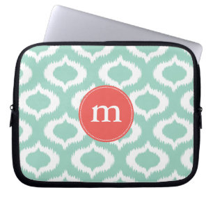 Funda Para Portátil Diamantes modernos de Ikat de la turquesa de la