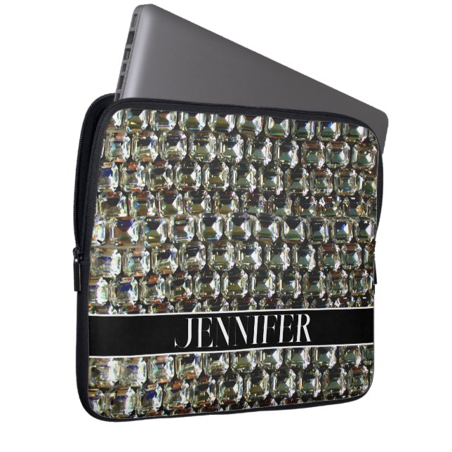 Funda Para Portátil Diamantes, patrón de joyas de piedra gemela (Anverso derecho)