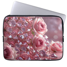 Funda Para Portátil Diamantes rosas y Petales