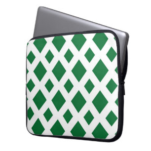 Funda Para Portátil Diamantes verdes sobre blanco