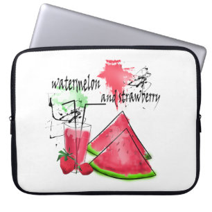 Funda Para Portátil Dibujo acuarela de sandía y fresas