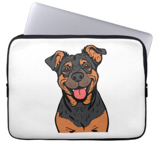 Funda Para Portátil Dibujo animado de Rottweiler feliz: perro lindo y
