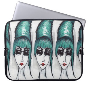 Funda Para Portátil Dibujo de arte de gafas de abeja azul verdoso de M
