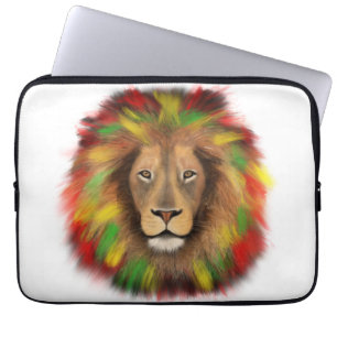 Funda Para Portátil Dibujo de cabeza de león Rasta rojo amarillo verde