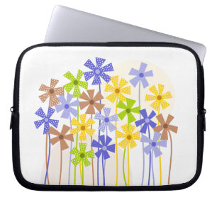 Funda Para Portátil Dibujo de flores simples color amarillo pálido