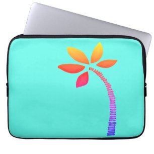 Funda Para Portátil Dibujo de la palmera arcoiris con fondo azul