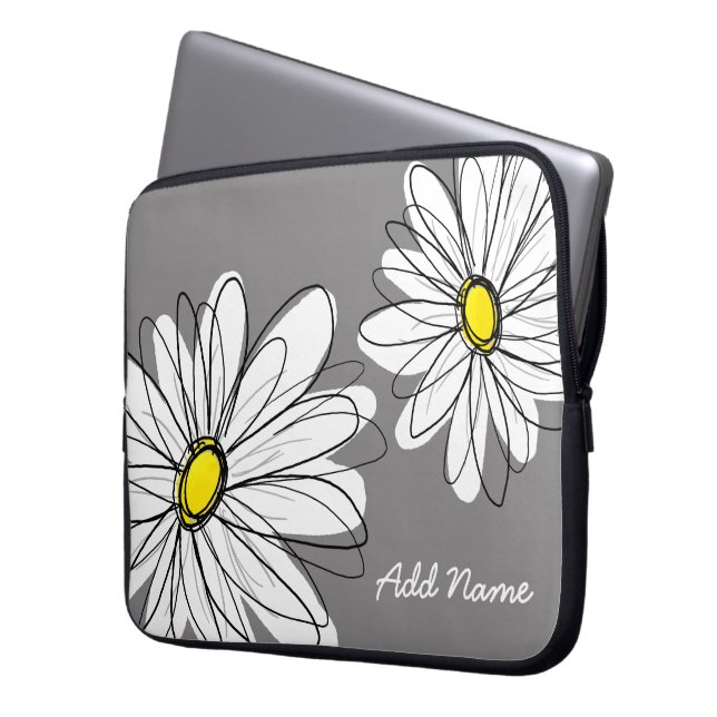 Funda Para Portátil Dibujo de margarita hipster - amarillo gris (Anverso izquierdo)