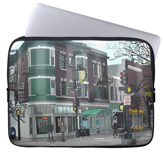 Funda Para Portátil Dibujo del centro de Madison, Wisconsin (Frente)