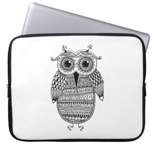 Funda Para Portátil Dibujo étnico de la tinta del búho