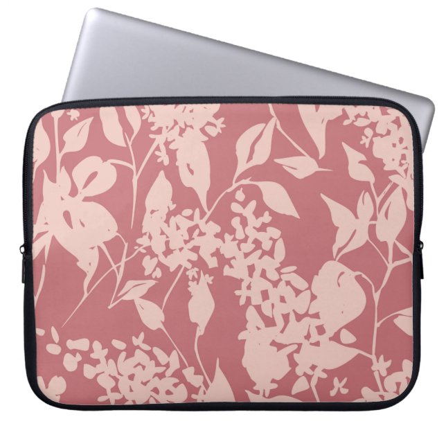 Funda Para Portátil Dibujo floral sencillo. Silhouettes de lila florec (Frente)