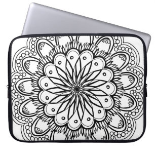 Funda Para Portátil Dibujo manual de flores mandala