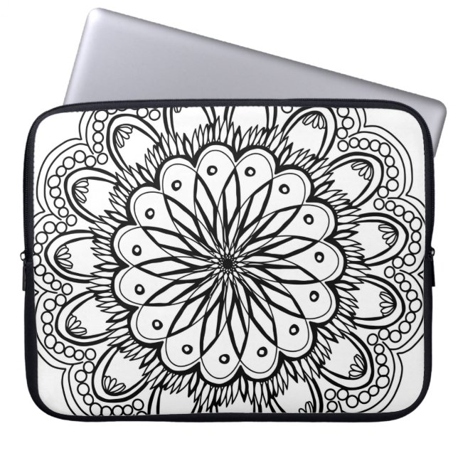 Funda Para Portátil Dibujo manual de flores mandala (Frente)