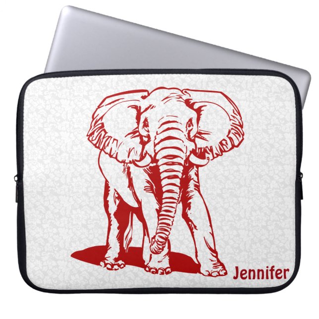 Funda Para Portátil Dibujo monogramado de la línea roja oscura del ele (Frente)