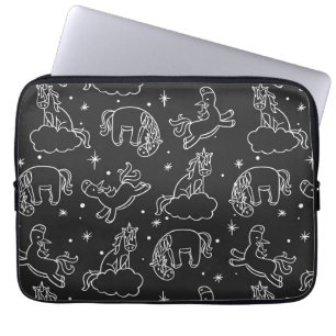 Funda Para Portátil Dibujos divertidos de unicornio en negro