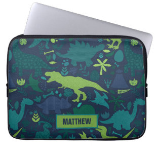 Funda Para Portátil Dino Doodle Silhouettes Niños Dinosaurio