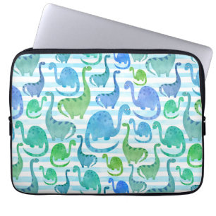 Funda Para Portátil Dino Stripe Watercolor Dinosaurios Adorable