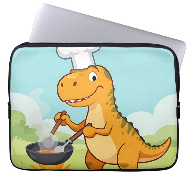 Funda Para Portátil Dinosaur Chef Cooking Funny (Frente)
