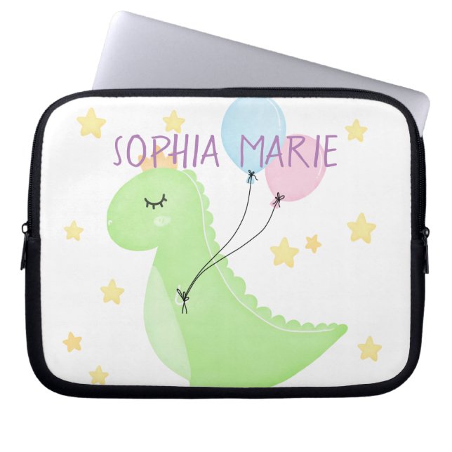 Funda Para Portátil Dinosaurio con globos (Frente)