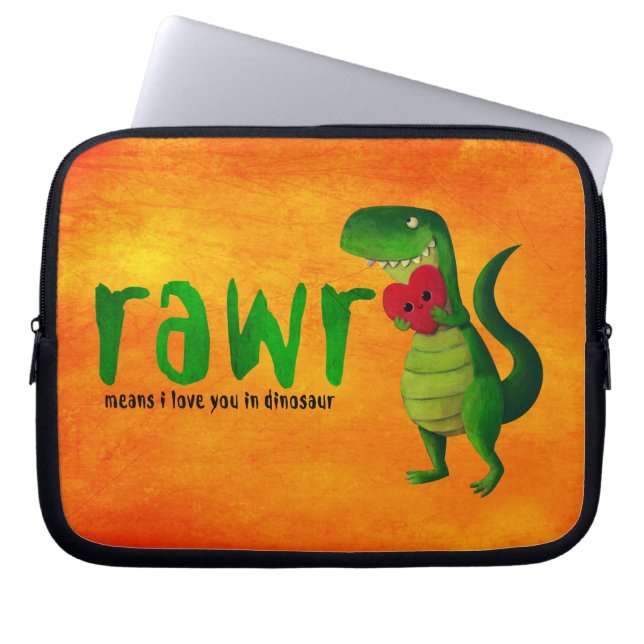 Funda Para Portátil Dinosaurio romántico de RAWR T-rex (Frente)