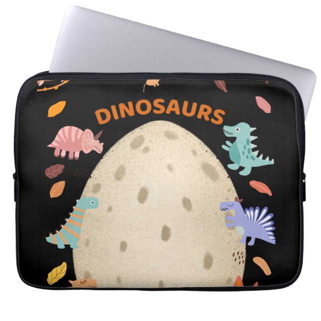 Funda Para Portátil Dinosaurios de acuarela adorable con huevo de Dino (Frente)
