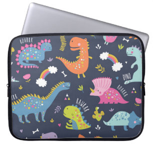 Funda Para Portátil Dinosaurios infantiles: Colorido patrón de cosecha