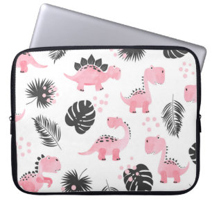 Funda Para Portátil Dinosaurios rosados: Patrón de niños.