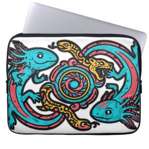 Funda Para Portátil Dios Azteca Xolotl Luchando Arte Tribal de Batalla