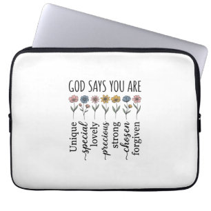 Funda Para Portátil Dios dice que eres diseño vectorial cristiano flor